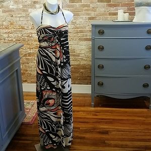 Summer Butterfly Knit Strapless/Halter Maxi Dress